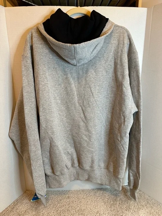 Champion Gray Crewneck Hoodie with Black Lined Hood, Large, NWT - Picture 5 of 6